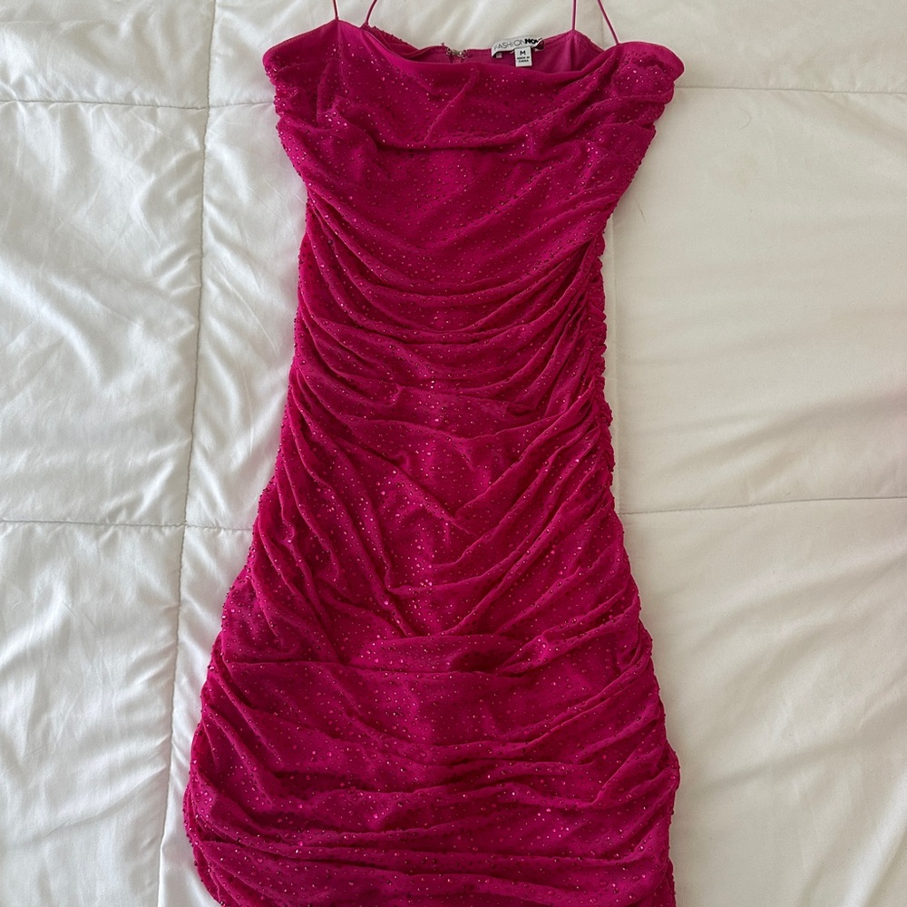 Pink bedazzled mini dress (worn once)